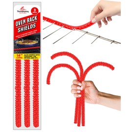 Silicone Oven Rack Shields Guards - Heat Resistant Oven Rack Protectors, Guards for Sides Heat Shield for Toaster Protect Against Burns and Scars, 14 Inches Long (Red)