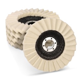 Shineboc 5 PCS Upgraded Wool Polishing Wheel Type 27 Flap Disc, 5 inch x 7/8" Very Fine Felt Polishing Pads Wool Buffing Wheels Angle Grinder Attachments, Fast Heat Dissipation