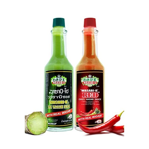 Wasabi-O Combo Set of 2 Wasabi Original Sauce 62g & Wasabi Red Chili Sauce 55g - The Perfect Match, Ideal Not Only For Sushi, Sashimi But For All Seafood, Grilled Meats, and Vegetarian Dishes