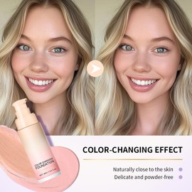 Colour Changing Foundation With Centella Asiatica, Color Correcting Skin Foundation, Lightweight Naturally Moisturizing Liquid Makeup Base Nude Face Cover Concealer Cream, 30ml
