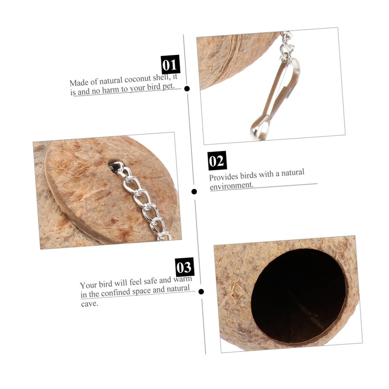 Sosoport Parakeet Nest Coconut Shell Bird House Nest for Small