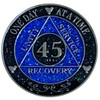 AA 45-Year Shiny Fancy Glitter Recovery Medallion, Alcoholics Anonymous Recovery