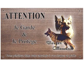Dog Sign or Plaque, German Shepherd [in French] 30 par 15 cm