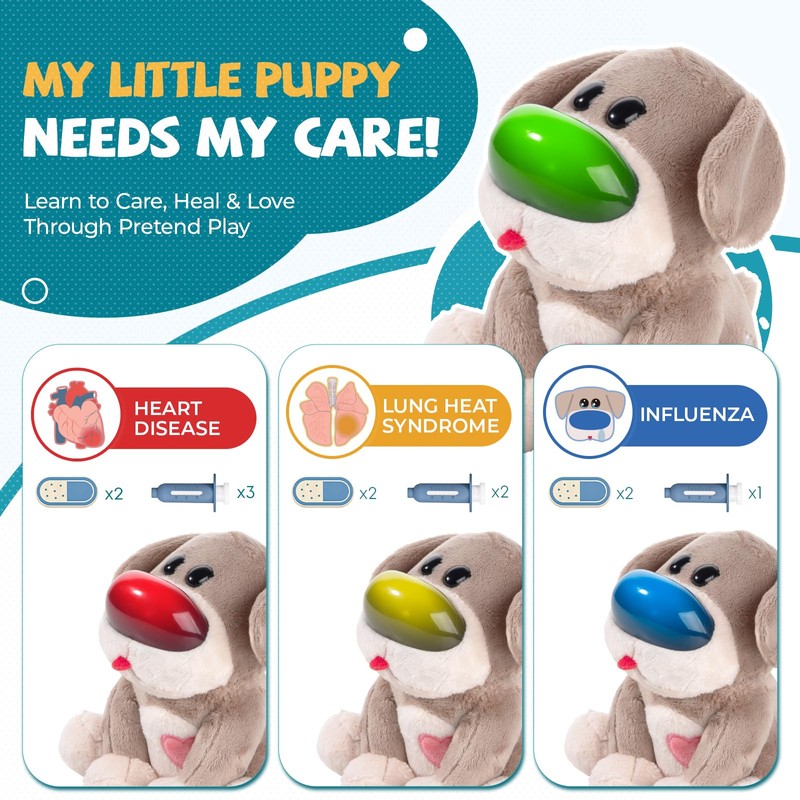 Interactive Dog Vet Set, Play Veterinarian Set for Kids, Birthday