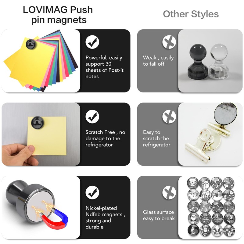 LOVIMAG Fridge Magnets 12Pcs Refrigerator Whiteboard Small Strong Magnet Classroom