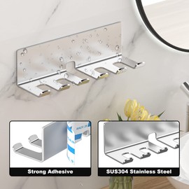 YAYINLI Toothbrush Holders, Electric Toothbrush Holder for Bathrooms, Tooth Brushing Holder Wall Mounted, Shower Tooth Brush Head Holder Stainless Steel Toothbrushes Holder Organizer Brushed Nickel