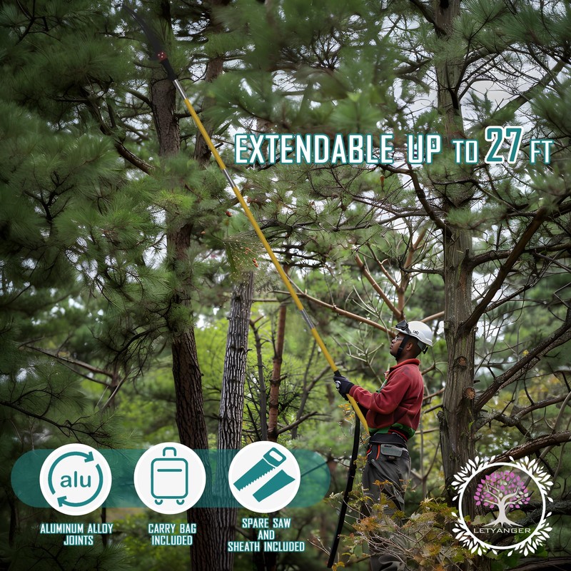 Pole Saws for Tree Trimming, 7.3-27 ft Extendable Tree Trimmers