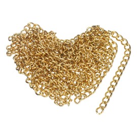 sourcing map 6.56 Feet/2 Meter Stainless Steel Curb Chain, 7x5x1.2mm Cuban Link Chain, Twisted Links Cross Cable Chains for DIY Jewelry Making Supplies, Gold