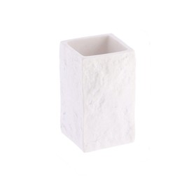 Square Resin Stone Effect Bath Tumbler Cup Toothbrush Holder White