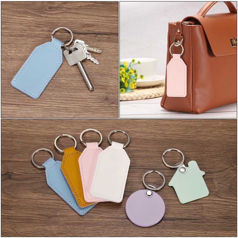 PATIKIL Leather Keychain Blanks, 8 Pack PU Leather Key Fob
