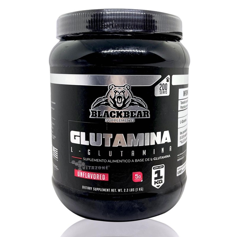 Glutamina 1 kg Sin sabor 200 serv Blackbear Postentreno