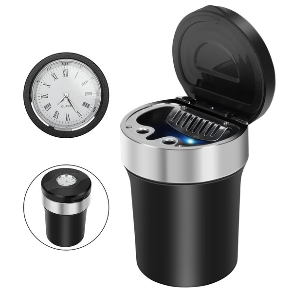 Auttoop 2 in 1 Car Ashtray with Clock, Upgraded Car