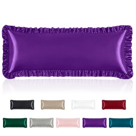 Homiest Ruffle Satin Body Pillow Cover, Silky Satin Body Pillowcase with Envelope Closure, Luxury & Ultra Soft Body Size Pillow Cases for Hair and Skin, Ruffled Long Pillow Shams (Purple)