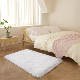 HOMORE Small Rugs for Bedroom 2x3 Feet Ivory Rug for Bedroom Bedside Soft Fluffy Area Rugs for Desk Indoor Entrance Door Mat, Small Runner Rugs and Carpets for Dorm Nursery