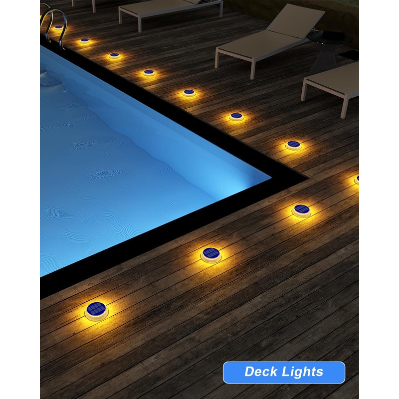 DetarZinLED Solar Step Lights Outdoor Waterproof, 4 Pack Warm White