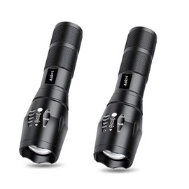 2 Pack TC1200 Tactical Flashlight 3000 Lumens Zoomable 5 Modes For Hurricane Camping Hiking etc