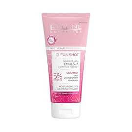 Eveline Cosmetics Face Therapy Professional Clean Shot Moisturising Facial Cleansing Mulsion for Dry & Sensitive Skin with 5% Ceramide Complex