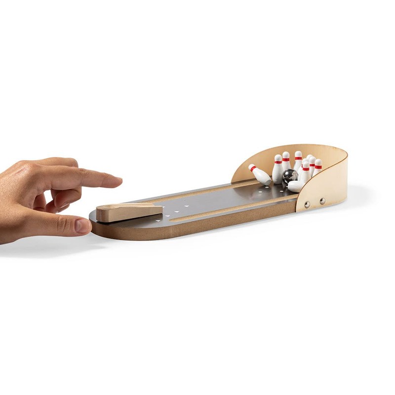 noTrash2003 Table bowling, mini bowling track, set with 10 pins,