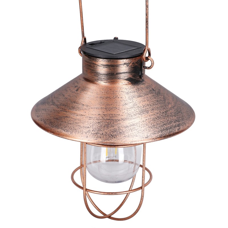 Solar Hanging Light Decorative Iron Frame LED Outdoor Retro Lantern