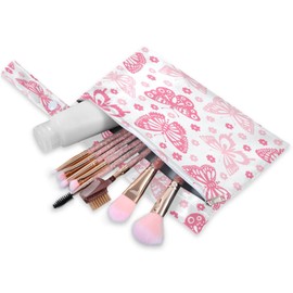 JUMBEAR Wasserdichte und wiederverwendbare Stoffwindeln, Vintage-Design, mit zwei Reißverschlusstaschen für Badeanzug und Fitnessstudio, 2 Stück, rosa Schmetterling (Pink Butterfly), Taschen-Organizer