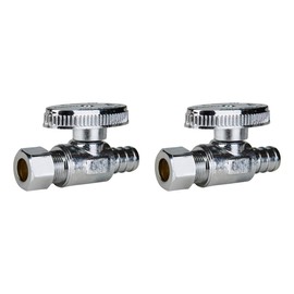 SUNGATOR Straight Stop Valve 3/8" Compression X 1/2" PEX, 1/4 Turn Chrome Plated Brass, Lead Free (2 Pieces)