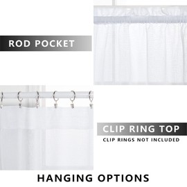 KOUFALL Kitchen Tier Curtains 30 Inches Long 2 Panels Rod Pocket Cafe Curtains Light Filtering Faux Linen Short Semi Sheer Curtains for Bathroom Small Curtain Window Treatment 30x30 Inch Length White