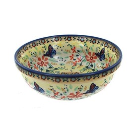 Blue Rose Polish Pottery Blue Butterfly Dessert Bowl