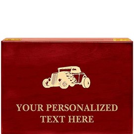 Crown Awards Hot Rod Rosewood Humidor Gift, Customize with Your Own Text Engraving