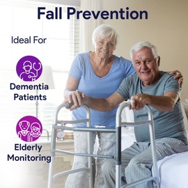 Elderly Monitoring Bed Sensor Floor Pad - Works with Every Bed Alarm - Portable Dementia and Senior Fall Prevention - Water Resistant Slim Design - 45 Day Usage Time - 20” x 30”