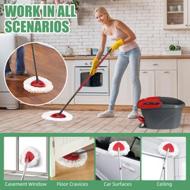 5 Pack Spin Mop Replacement Heads for Vileda 1 Tank System, Mop Heads Replacements with Mop Base Replacement Kit,Triangle Spin Reusable Mop Heads for vileda Hard-surfaced Floor