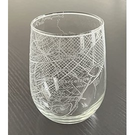 Or Something Stemless 17oz Wine Glass Urban City Map Barcelona Spain