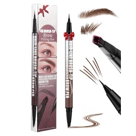 Erinde Lápiz Doble Punta para Cejas Líquido, Perfilador de Precisión a Prueba de Agua y Sudor, Duración Extrema, Diseño 2 en 1 con Cepillo Integrado, Crea Cejas Naturales y Definidas,W01 Marrón oscuro