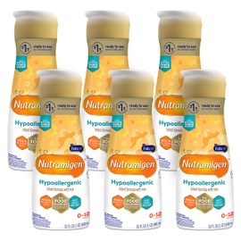 Enfamil Nutramigen Liquid Infant Formula, Hypoallergenic and Lactose Free Formula, Fast Relief from Severe Crying and Colic, DHA for Brain Support, Ready to Feed Bottle, 32 Fl Oz, Pack of 6