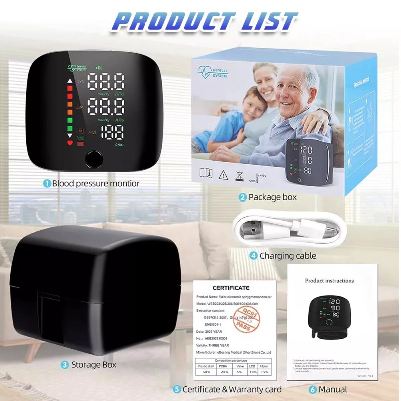 SOFIA Automatic Digital Wrist Blood Pressure Monitor BP Machine Cuff