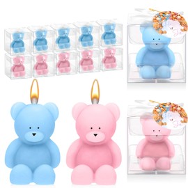 Dansib 15 Pcs Bear Baby Shower Candle Favor Bear Gender Reveal Party Favor for Guest Party Favor Boy or Girl Candle for Gender Reveal Baby Shower Party Favor(Pink, Blue)