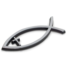 Harbor House Small Silver Christian Cross Fish Auto Emblem