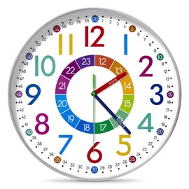 Children's Wall Clock, Silent Wall Clock, Silent Wall Clock Without Ticking Noises, Colourful Learning Clocks, Silent Colourful Children's Wall Clock, Learning Wall Clocks for Living Room, Kitchen,