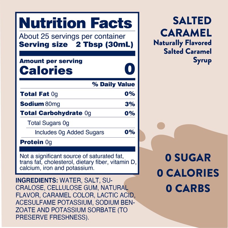 Jordan's Skinny Syrups Sugar Free Coffee Syrup, Salted Caramel Flavor