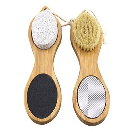 FRCOLOR Bamboo Material Foot Scraper Dead Skin Remover Foot File Callus Treatment Set