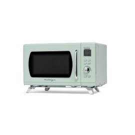 Nostalgia MCMO9FTSG Mid-Century Retro 0.9 Cu. Ft. 900-Watt Countertop Microwave Oven with LED Display, 5 Power Levels, 8 Cook Settings, Seafoam Green