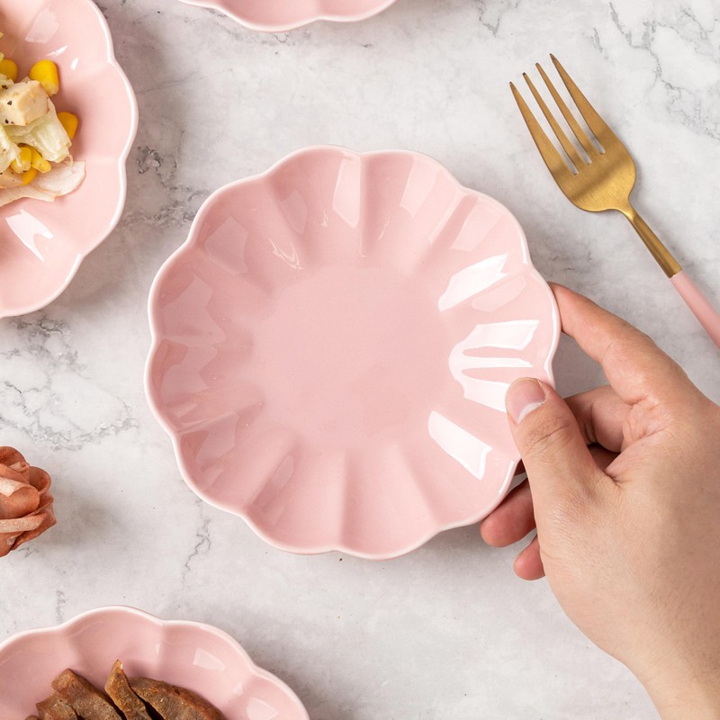 SHIDACHENG Salad Plates Set of 4, Ceramic Dessert Plate for