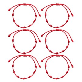 cmoonry 6 Pcs/Set Handmade 7 Knots Style Red String Bracelet Adjustable Kabbalah Red Rope Chain Braided Bracelet Amulet for Protection, Evil Eye and Good Luck (6pcs 7 Knots)