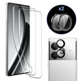 zZjoOoj Screen Protectors for Realme GT 6 / GT6 / GT 6T, 2 Flexible TPU Film and 2 Individual Camera Screen Protector, Anti-Scratch, [HD Clear]