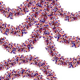 4th of July Metallic Ribbon Flag Garland Red White Blue Patriotic Wreath for Family Party Holiday Celebration Memorial Day Independence Day 4th of July Decorations