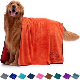 Lucky Paws® Dog Towel - 140 x 70 cm XL Dog Towel Extra Absorbent - Quick Drying Luxuriously Soft Dog Towel Dog Owners - Dog Accessories (Pack of 1, Amber)