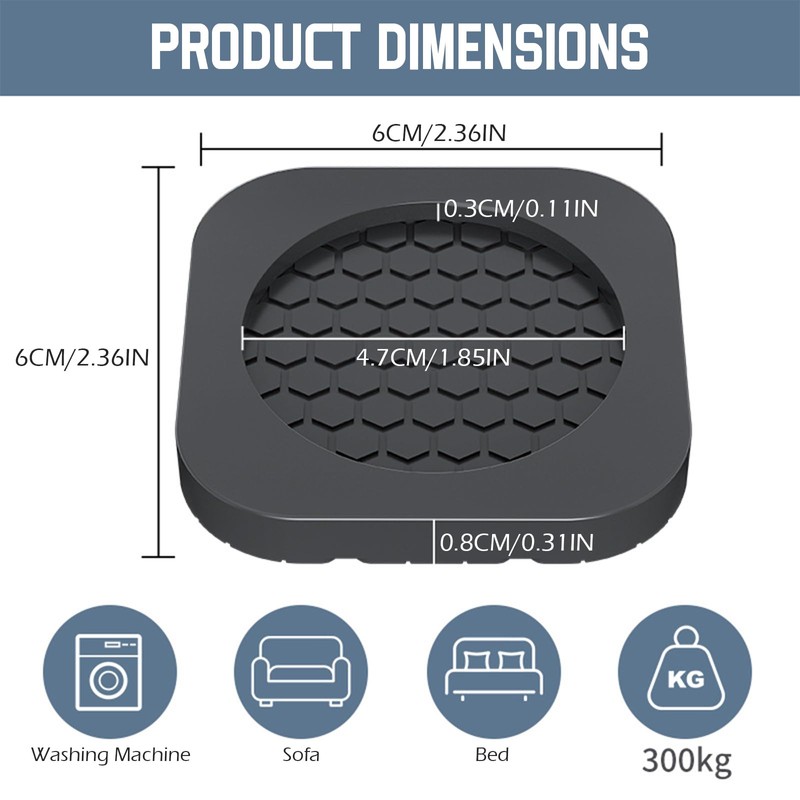 Shock Absorbing Mat-Square, Anti Vibration Pads for Washing Machine, Anti