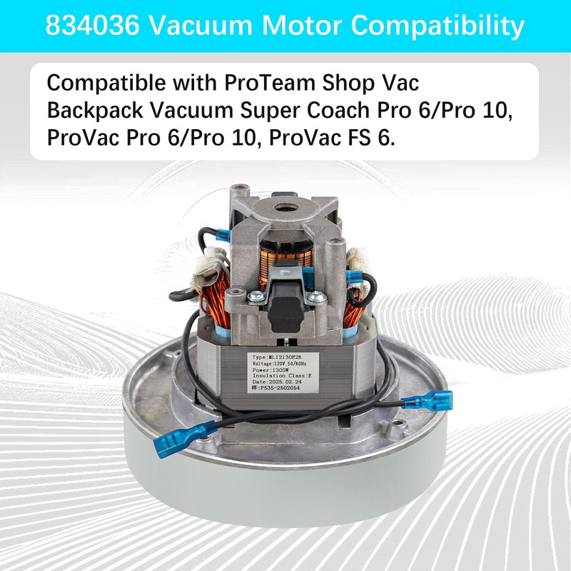 834036 Vacuum Motor for ProTeam Super Coach/ProVac Pro 6/Pro 10,834036
