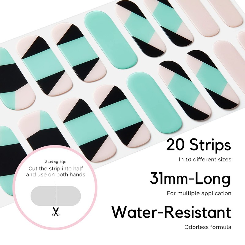 NAILOG Semi-Cured Gel Nail Strips, 20 Stickers, Extra-Long, Salon-Quality Nail