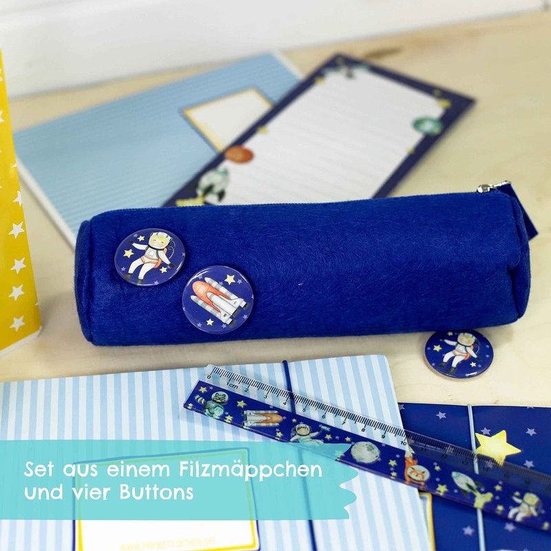 Pencil Case with 4 Buttons for Boys and Girls, Felt