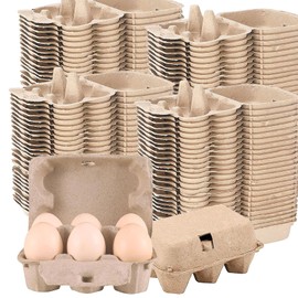MESHKA 100 Pieces Natural Material Empty Egg Cartons, Each Holds 6 Fiber Egg Carton For Home, Farm, Market, Camping, Picnic, Travel,Reusable.
